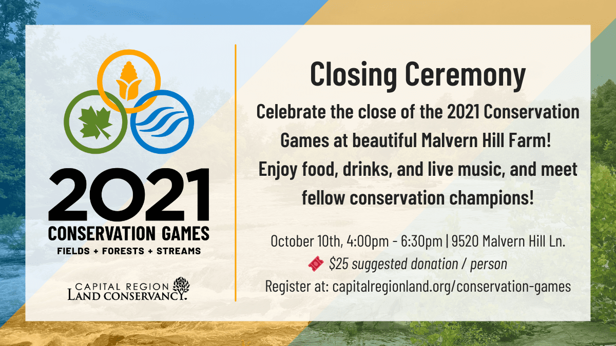 Graphic with details for CRLC's 2021 Conservation Games Closing Ceremony