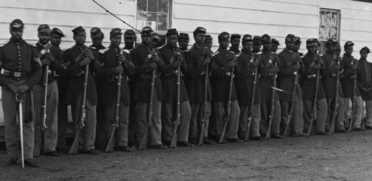 Archival image of US Colored Troops before New Market Heights battle