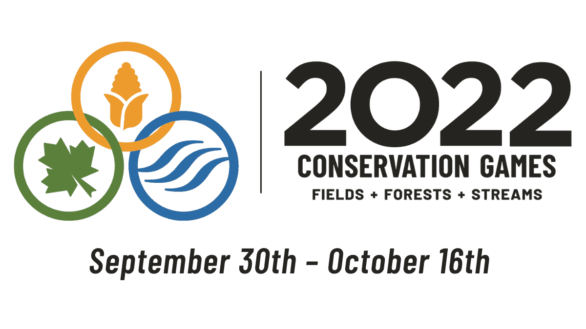 Save the Date graphic with the Conservation Games logo and dates of September 30th to October 16th