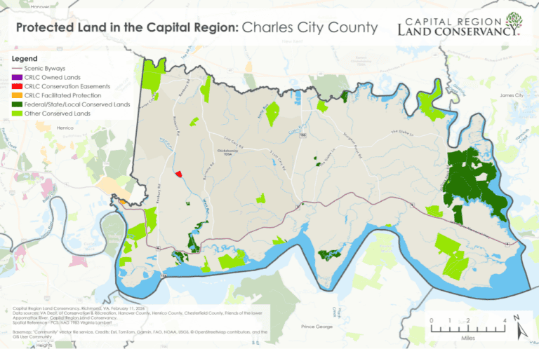 Map of protected land in Charles City County 2026