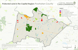 Map of protected land in Powhatan County Virginia 2026