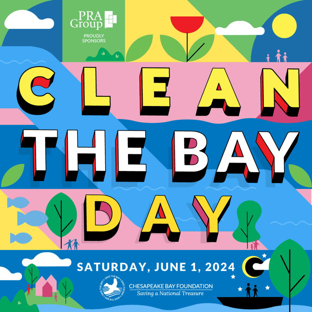 Brightly colored Clean the Bay Day logo