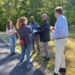 Journalists from Richmond Times-Dispatch, Richmond BizSense, and Virginia Mercury interview Parker Agelasto and Duron Chavis about Doran Road property