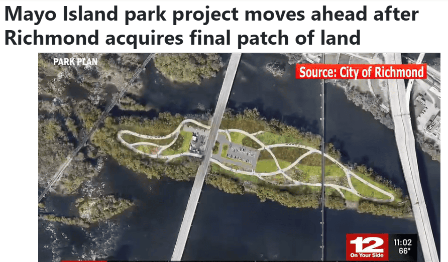 Screenshot from WWBT-12 Mayo Island news coverage