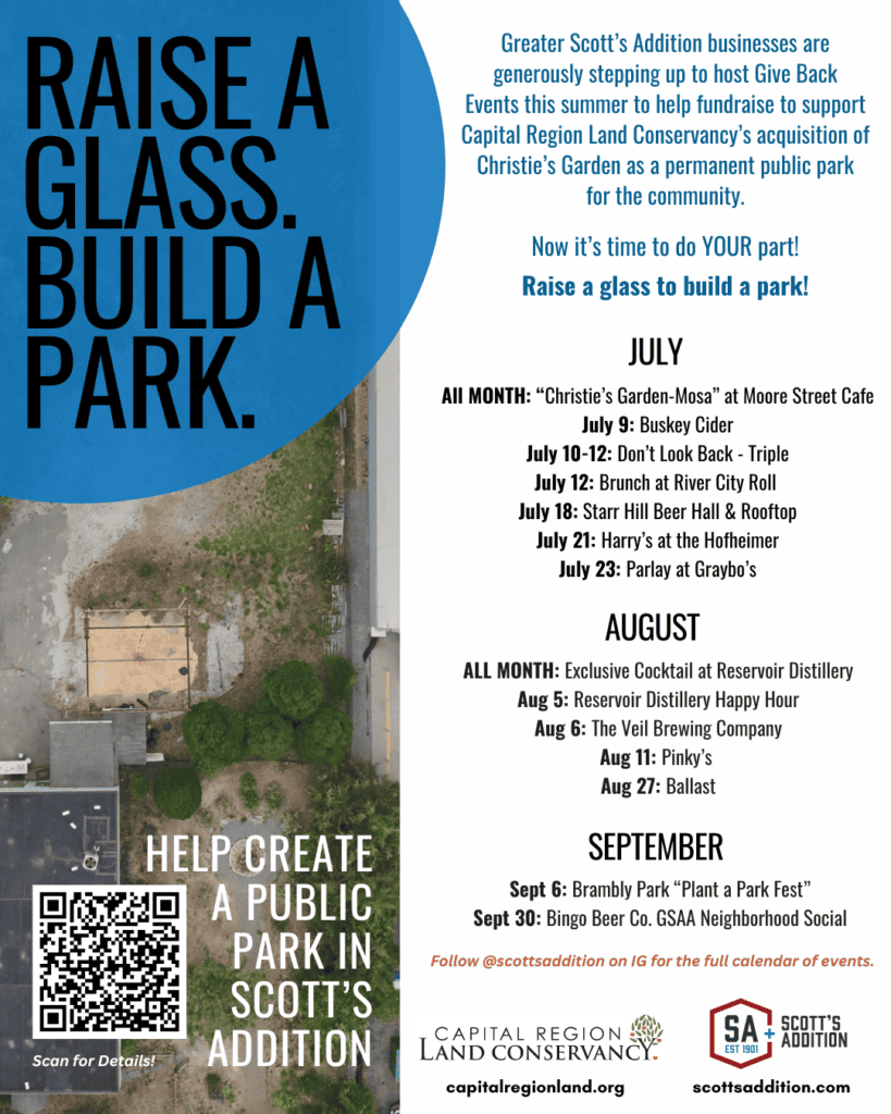 Flyer for Christie's Garden Give Back Events
